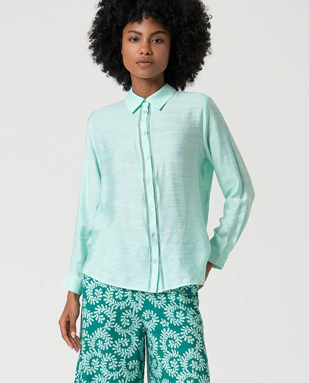 surkana camisa manga larga fornitura verde agua