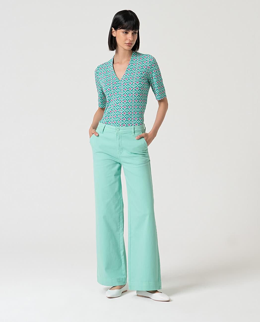 surkana pantalon acampanado verde agua