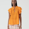 surkana blusa romantica volantes naranja