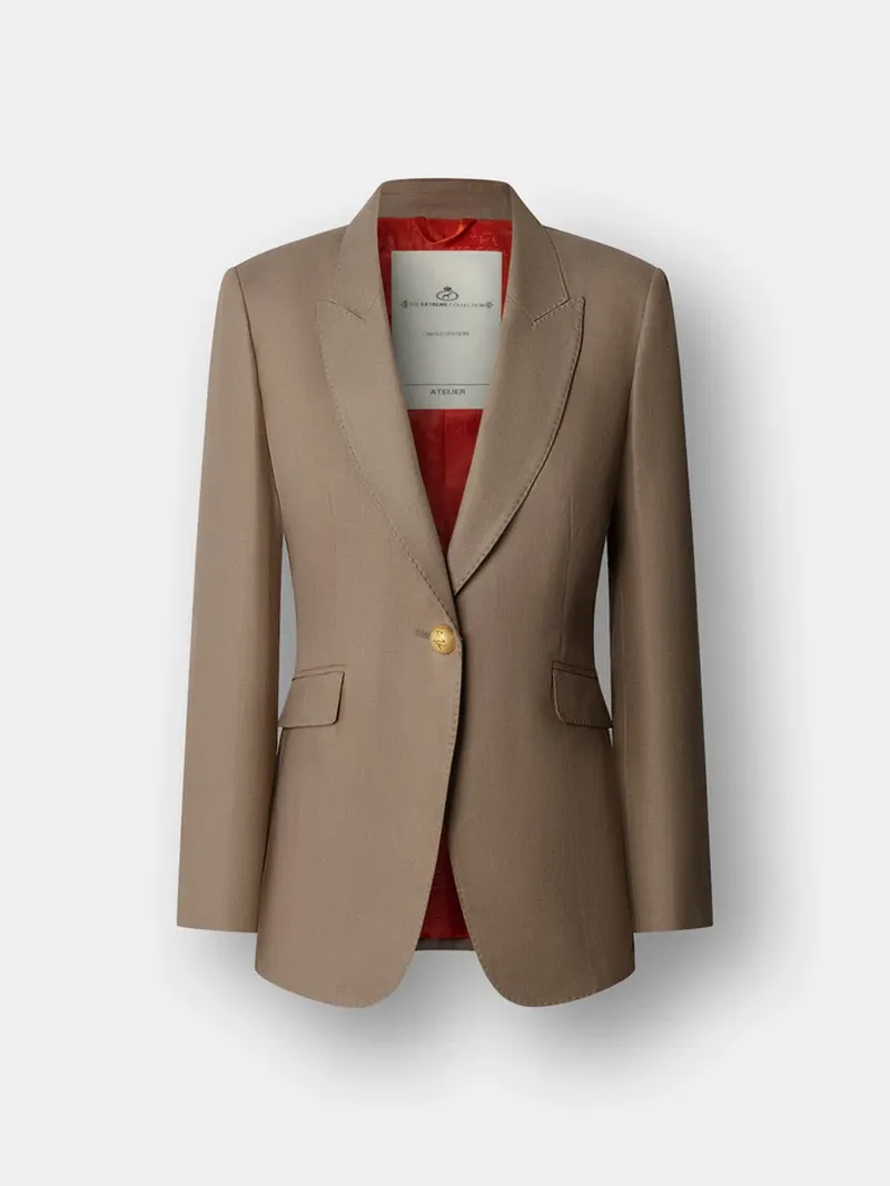 the extreme collection blazer entallado de lino beige leonetta