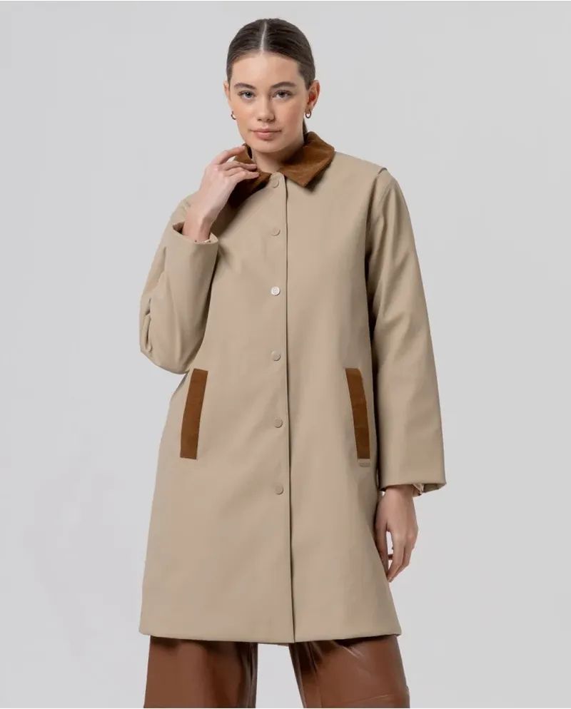 surkana gabardina cuello pana beige