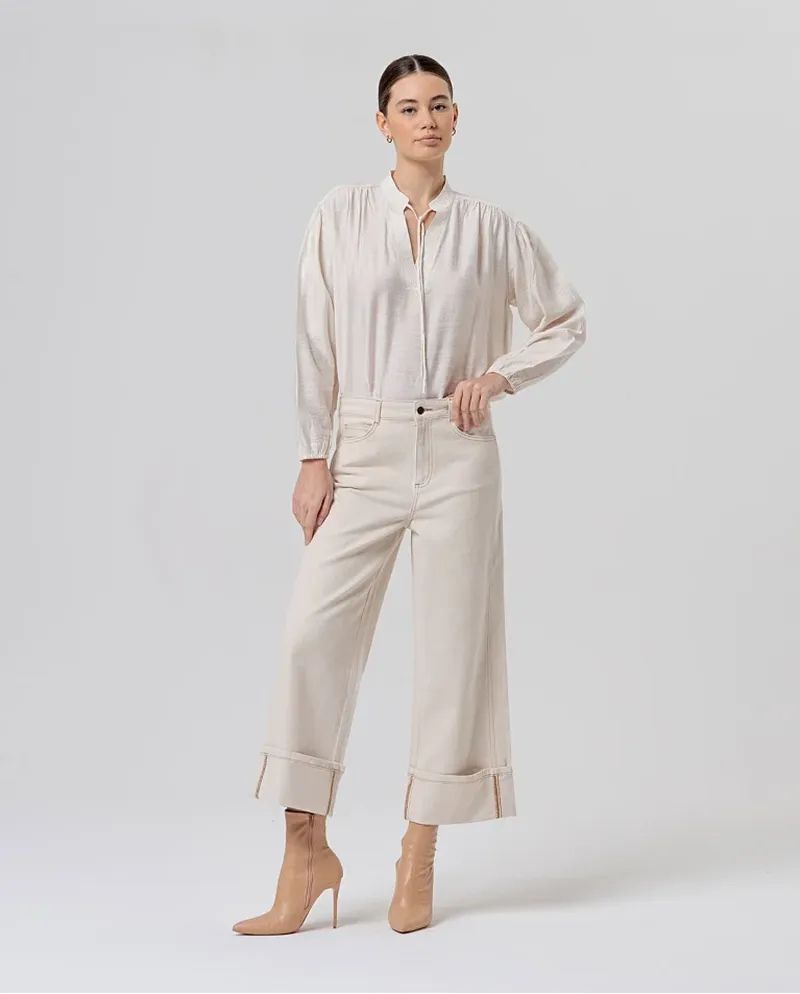 surkana jeans anchos bajo vuelto crudo