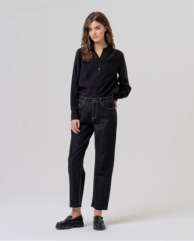 surkana Jeans rectos bajo deshilachado negro