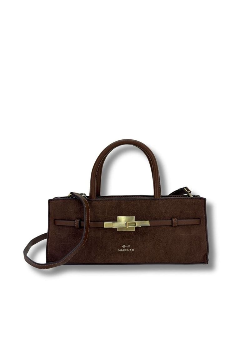 martinak bolso alargado antelina print coco marron