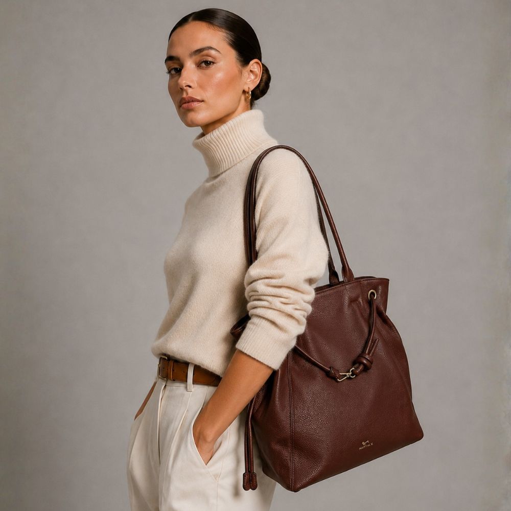 martinak bolso fruncido asa hombro burdeos