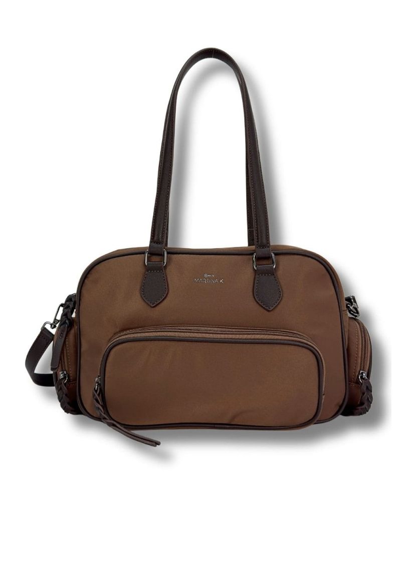 martinak bolso nylon con bolsillos ext marron