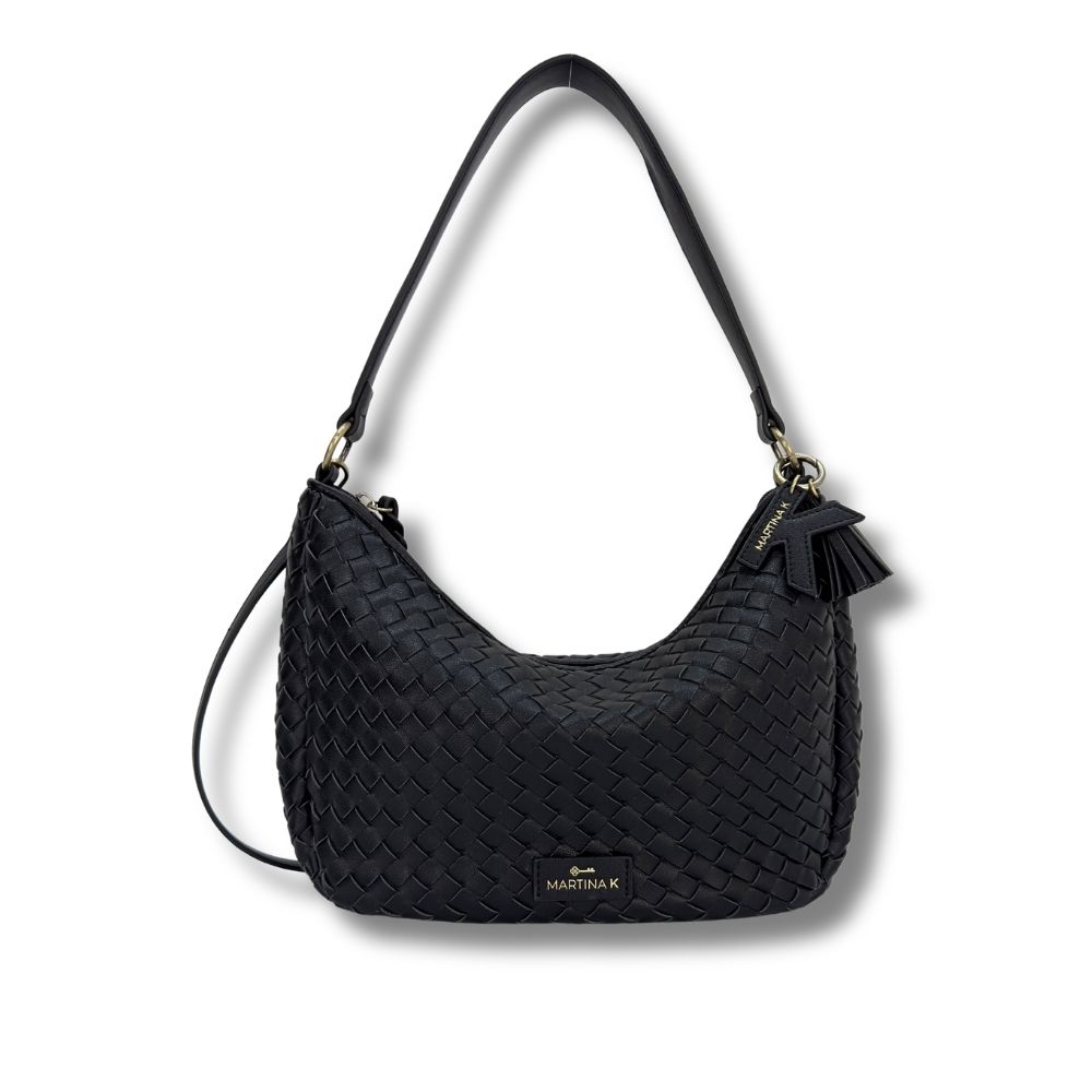 martinak bolso ovalado trenzado negro