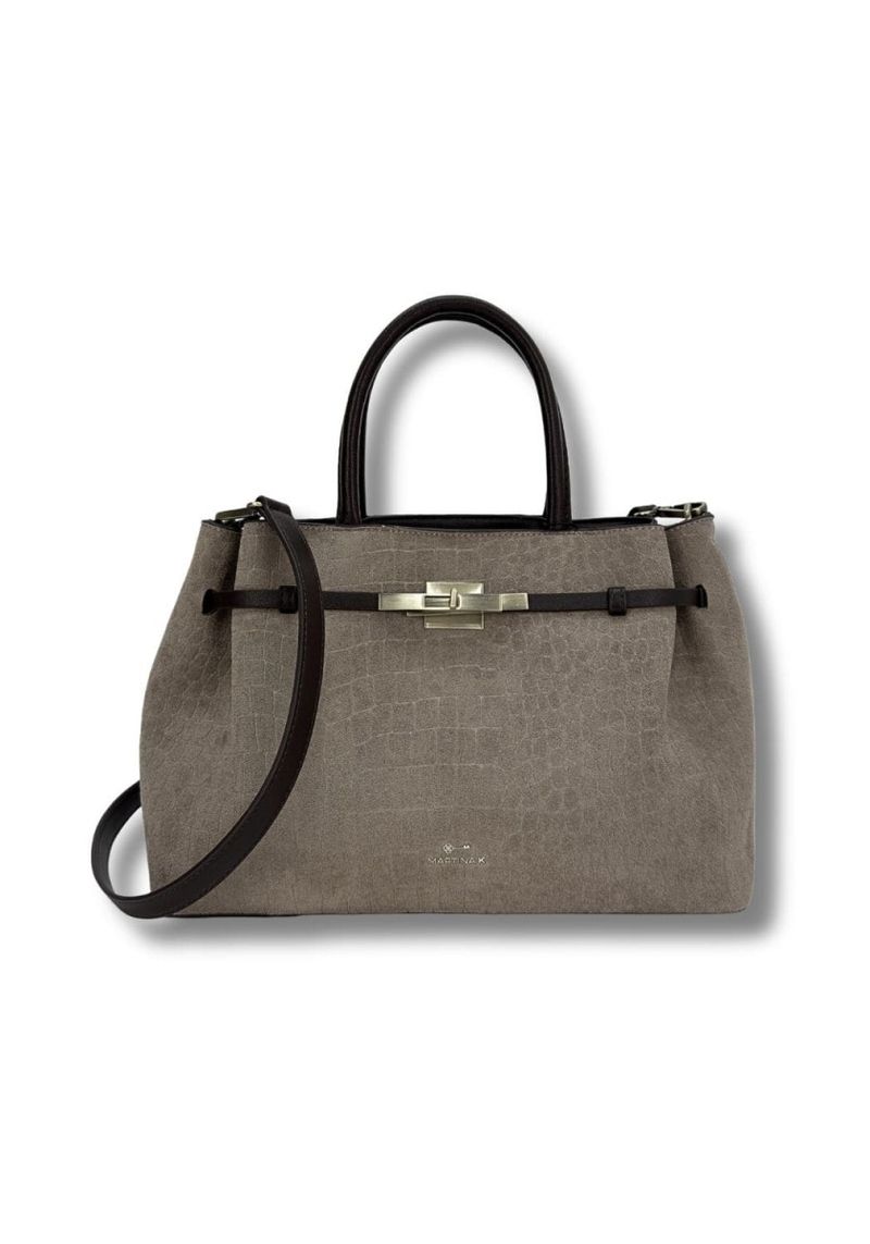 martinak bolso tipo birkin antelina print coco taupe