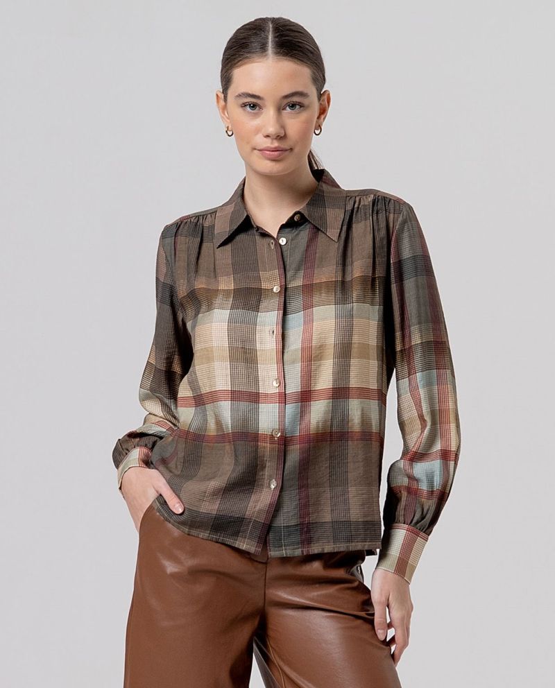 surkana camisa frunces hombros camel