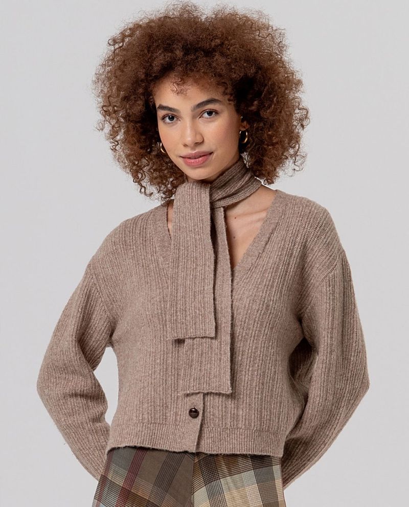 surkana cardigan escote pico lazada camel claro