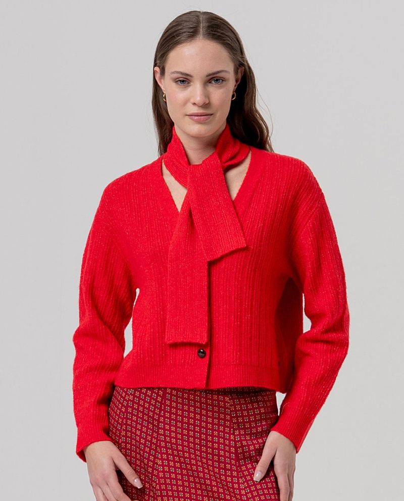 surkana cardigan escote pico lazada rojo