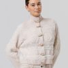 surkana chaqueta escote chimenea jacquard crudo