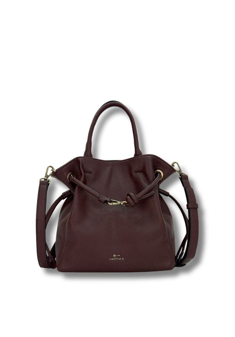 martinak bolso fruncido asa mano marron