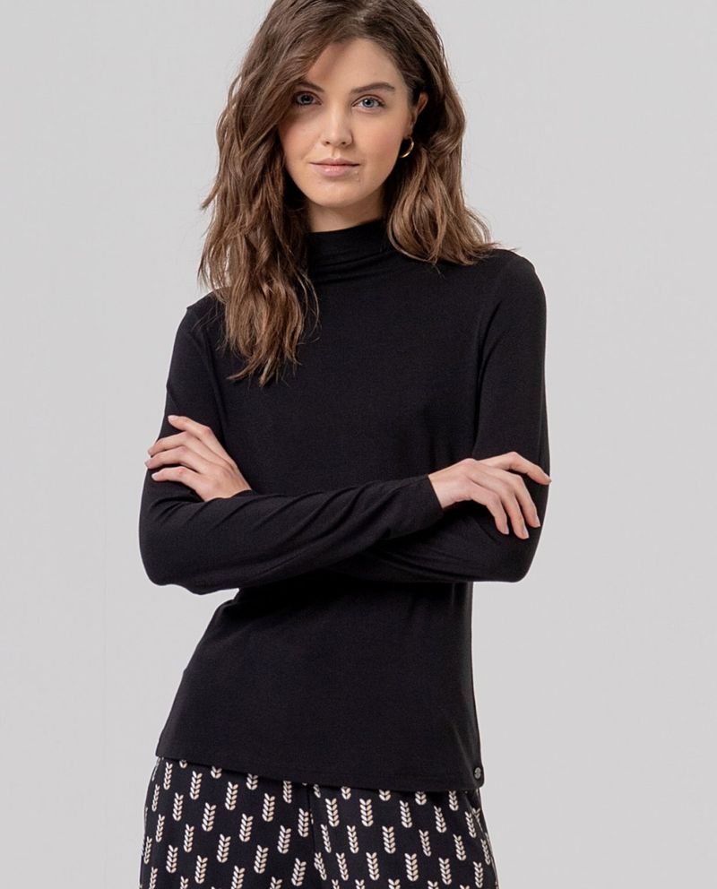 Surkana Camiseta Cuello Alto Bambú Negro